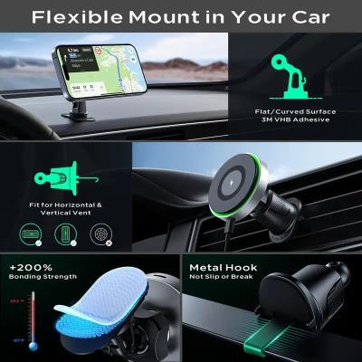 wholesale quality 15w rapid fast wireless car charger with magsafe car mount